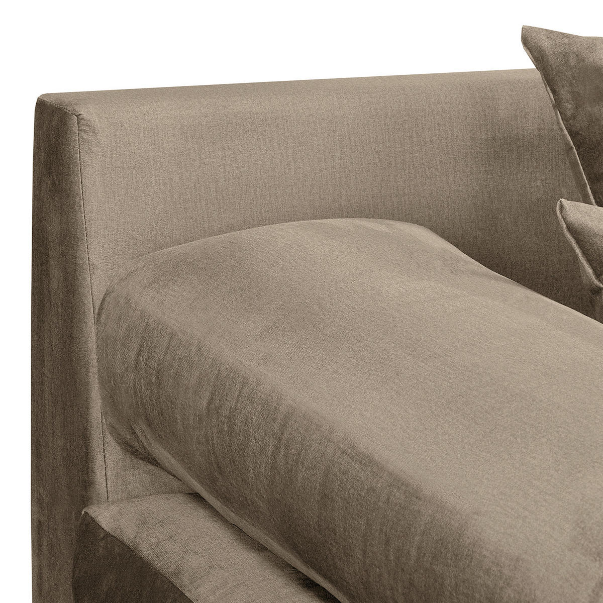 ECKSOFA Naomi in Velours Braun Rückenkissen  243/284 cm  - Schwarz/Braun, Design, Kunststoff/Textil (243/284cm) - P & B