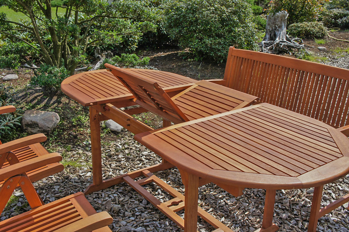 GARTENTISCHGRUPPE Eukalyptusholz Hartholz  - Braun, Basics, Holz - Gardenson
