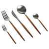 BESTECKSET 30-teilig Edelstahl  - Edelstahlfarben/Akaziefarben, Design, Metall - Novel