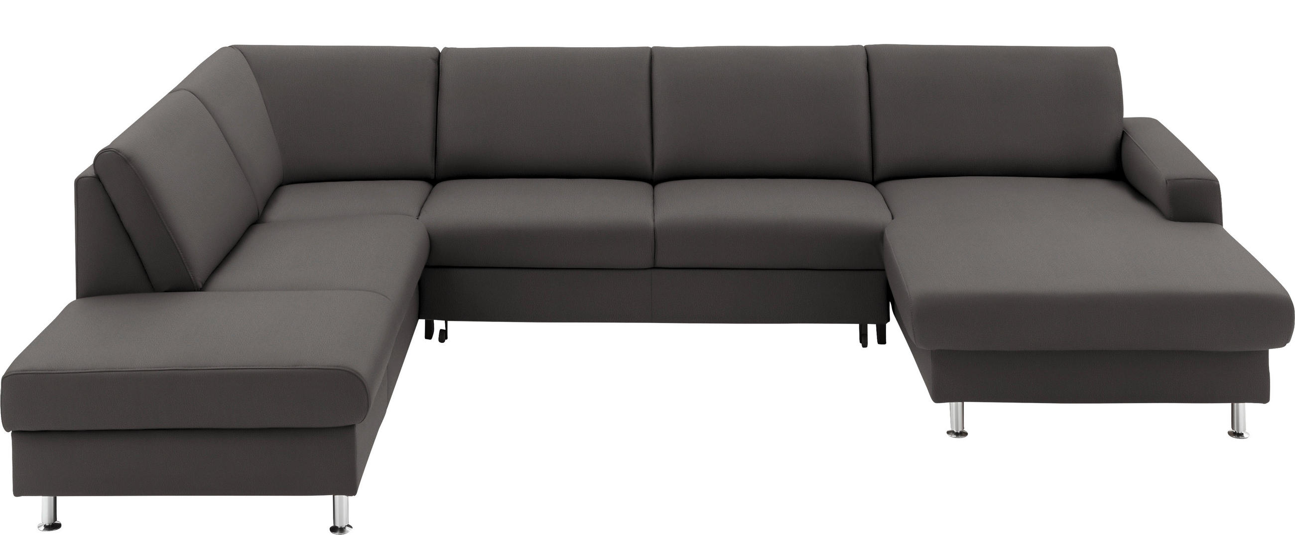 WOHNLANDSCHAFT in Echtleder Grau  - Alufarben/Grau, Design, Leder/Metall (233/339/165cm) - Beldomo Premium