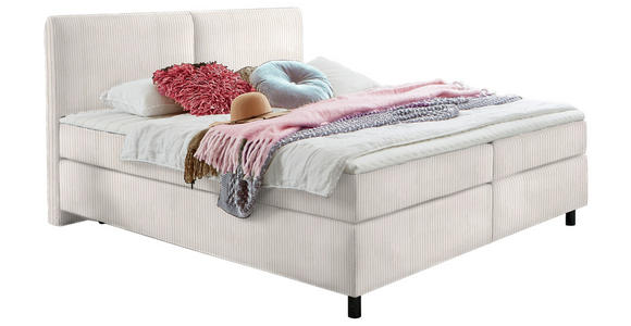 BOXSPRINGBETT 180/200 cm  in Creme  - Creme/Schwarz, KONVENTIONELL, Kunststoff/Textil (180/200cm) - Hom`in