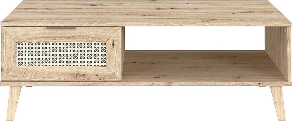COUCHTISCH 120/60/41 cm rechteckig Eiche Artisan, Naturfarben  - Platinfarben/Goldfarben, MODERN, Holzwerkstoff/Kunststoff (120/60/41cm) - Milino