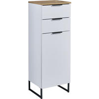 MIDISCHRANK 38/106/32 cm  - Eichefarben/Schwarz, KONVENTIONELL, Holzwerkstoff/Metall (38/106/32cm) - home24