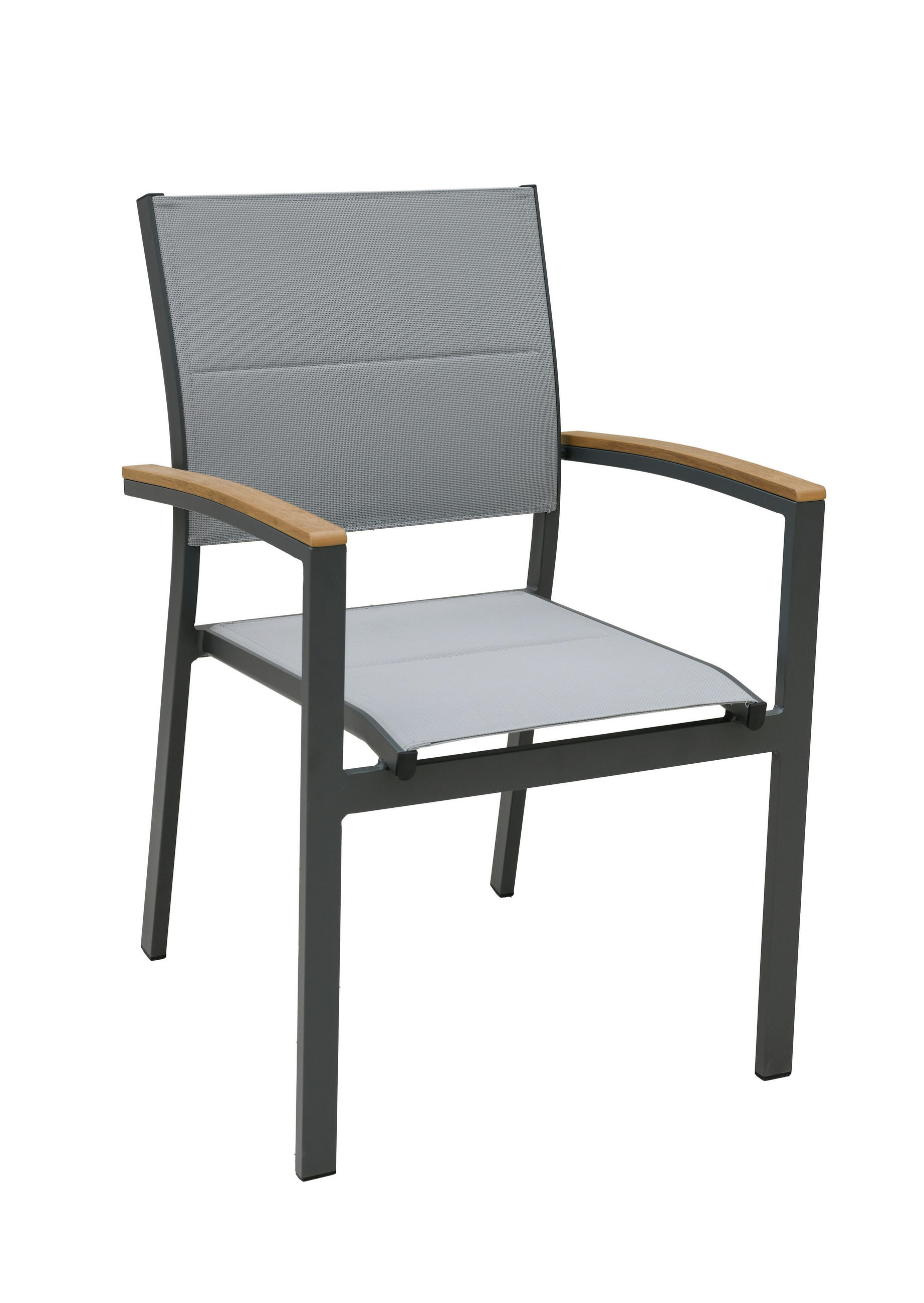 Gardenson Stapelstuhl Anthrazit, Grau, Natur 58x86x56 cm