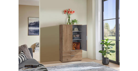 HIGHBOARD in 81/140/40 cm - Plankeneiche/Silberfarben, KONVENTIONELL, Holzwerkstoff/Kunststoff (81/140/40cm) - Carryhome