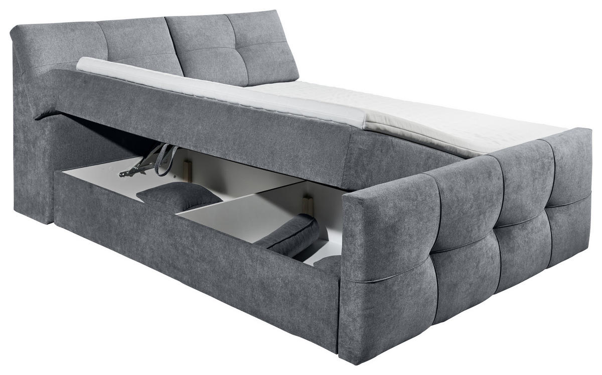 BOXBETT 160/200 cm  in Anthrazit  - Anthrazit/Schwarz, MODERN, Kunststoff/Textil (160/200cm) - MID.YOU