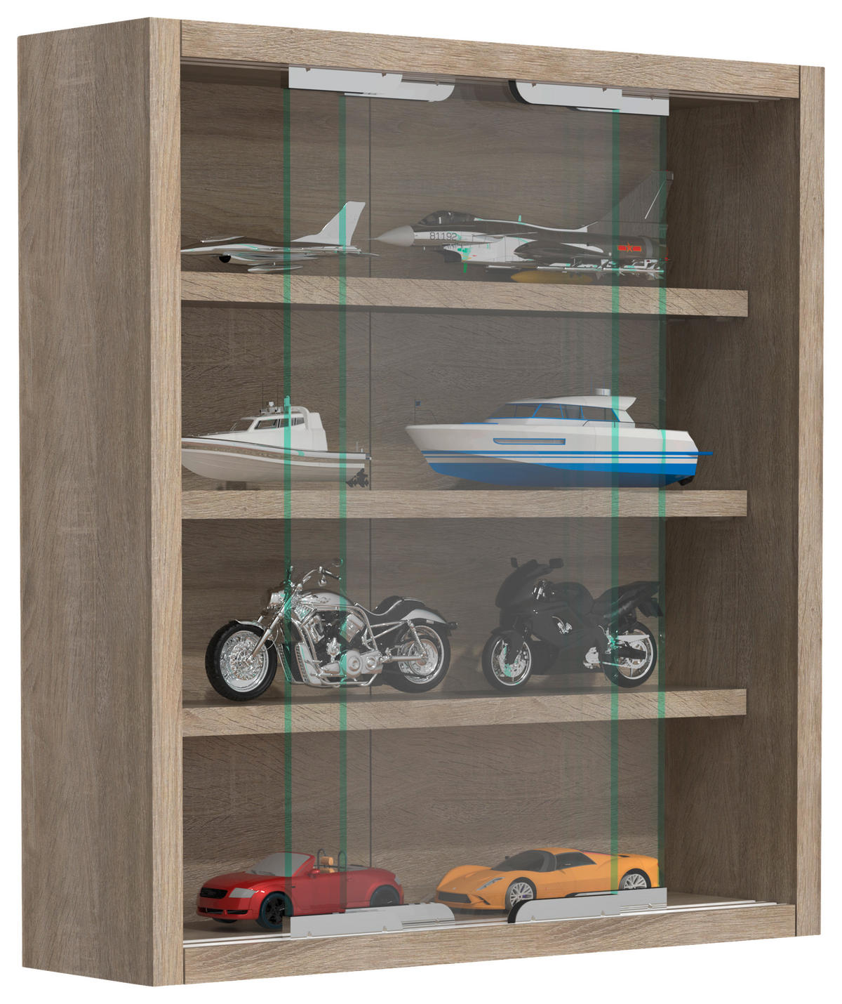 HÄNGEVITRINE in Sonoma Eiche  - Silberfarben/Sonoma Eiche, Modern, Glas/Holzwerkstoff (37/40/10cm) - MID.YOU
