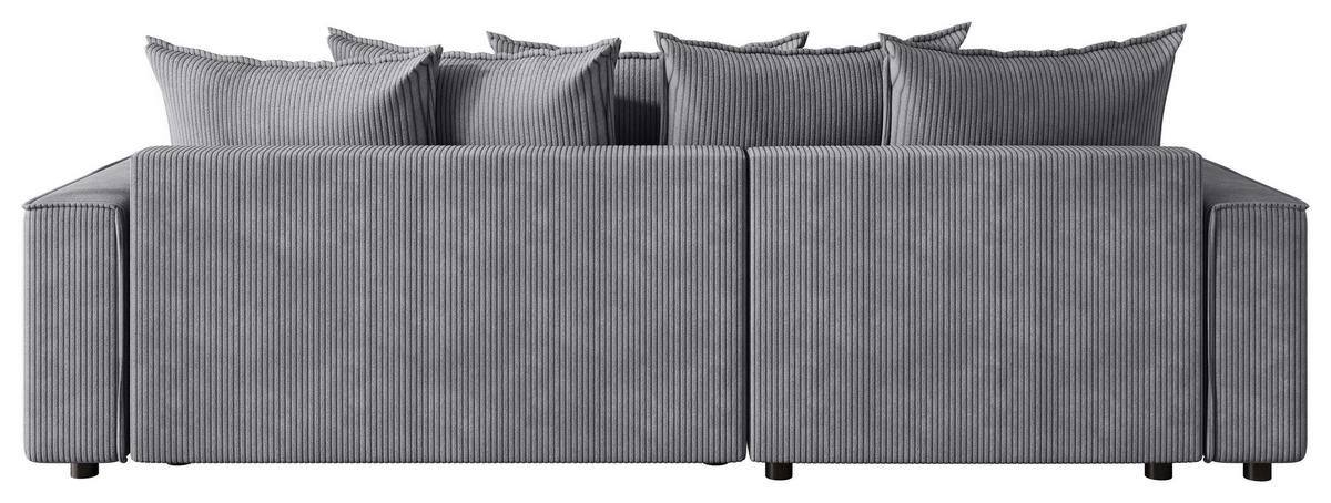 ECKSOFA 190/280 cm MERO in Cord Hellgrau Zierkissen, Rückenkissen, Bettkasten  190/280 cm  - Hellgrau/Schwarz, MODERN, Kunststoff/Textil (190/280cm) - MID.YOU