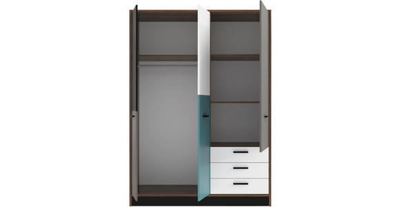 KLEIDERSCHRANK 3-türig Grau, Grün, Schwarz, Weiß, Eichefarben  - Eichefarben/Schwarz, Design, Holzwerkstoff/Kunststoff (144/200/60cm) - Carryhome