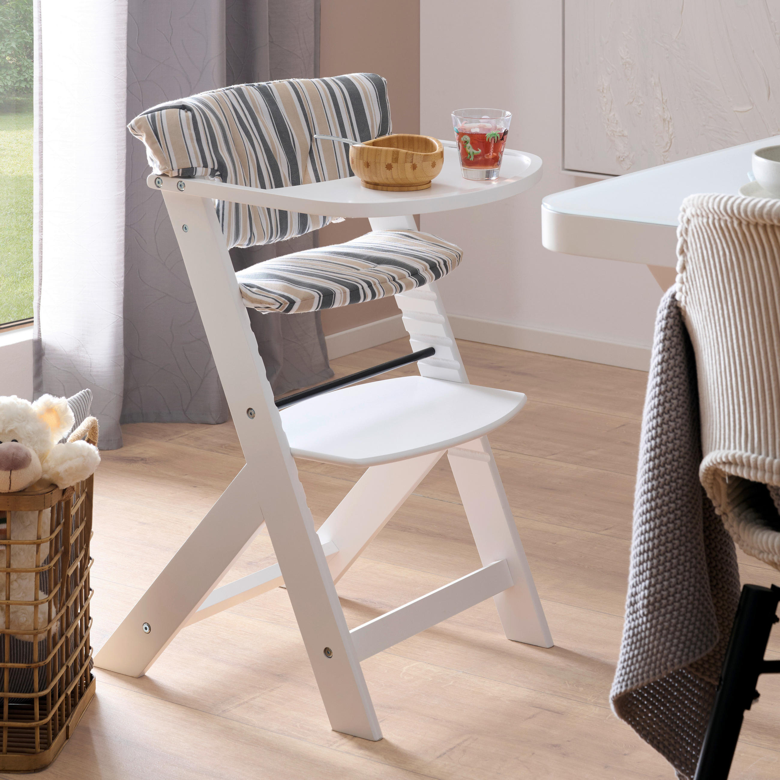 HOCHSTUHLEINLAGE LUNCH  - Beige/Weiß, Basics, Textil (25/50cm) - My Baby Lou