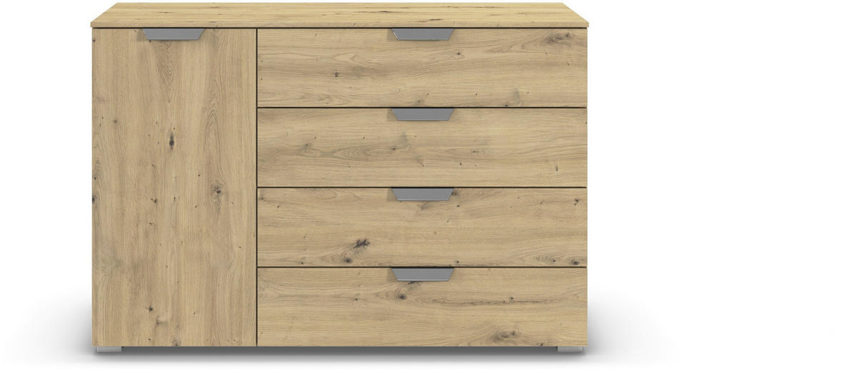 KOMMODE  in 120/81/42 cm  - Chromfarben/Eiche Artisan, Design, Holzwerkstoff/Metall (120/81/42cm) - Carryhome