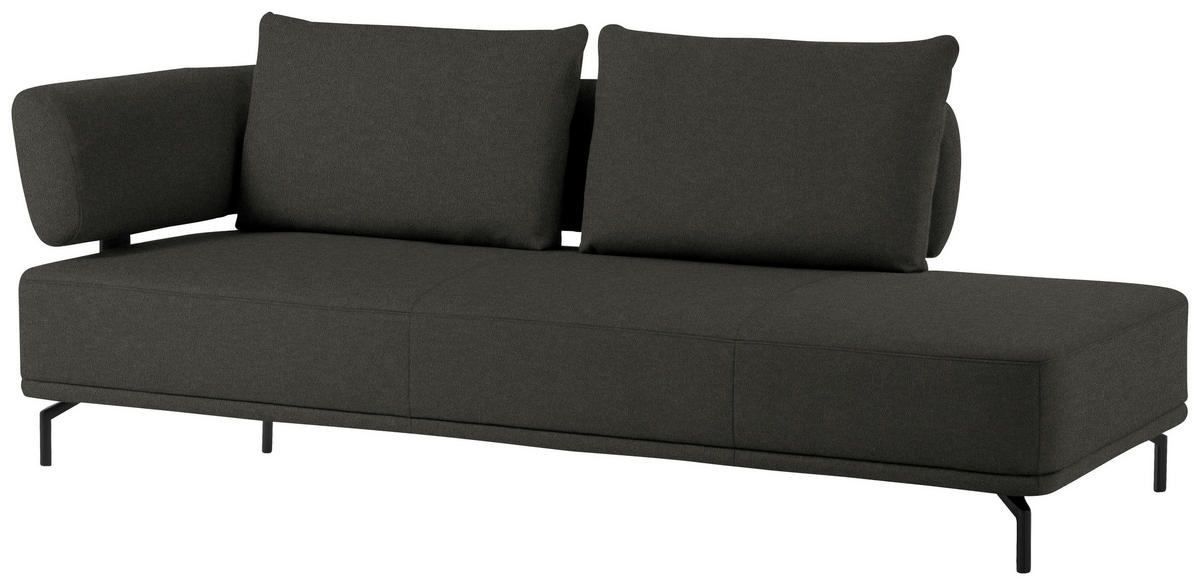 RÉCAMIERE in Flachgewebe Dunkelbraun  - Dunkelbraun/Schwarz, Design, Textil/Metall (227/89/101cm) - Dieter Knoll