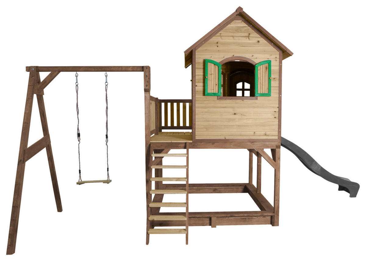 SPIELTURM 541/291/277 cm  - Braun/Grau, Konventionell, Holz/Kunststoff (541/291/277cm)