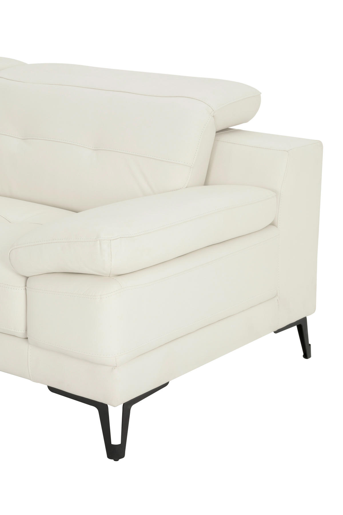 ECKSOFA Weiß Echtleder  - Schwarz/Weiß, MODERN, Leder/Metall (224/287cm) - MID.YOU