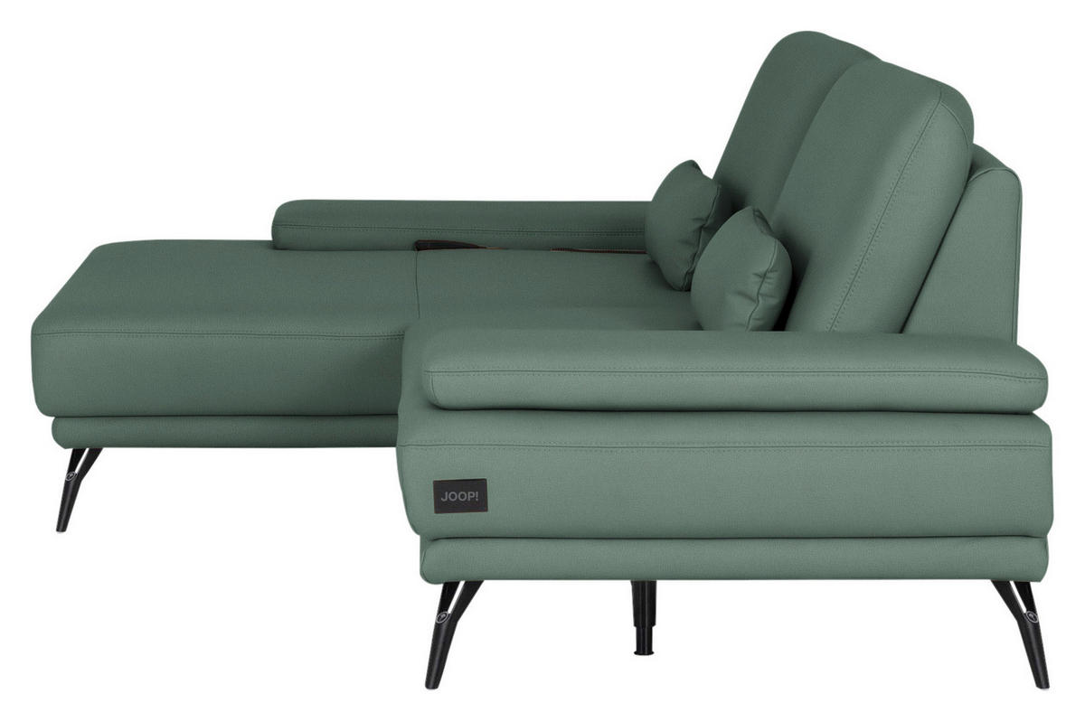 ECKSOFA Echtleder Opal  - Opal/Schwarz, Konventionell, Leder/Metall (180/301cm) - Joop!
