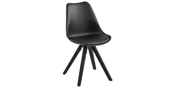 STUHL Lederlook Schwarz - Schwarz, Design, Holz/Textil (48/85/55cm) - Carryhome