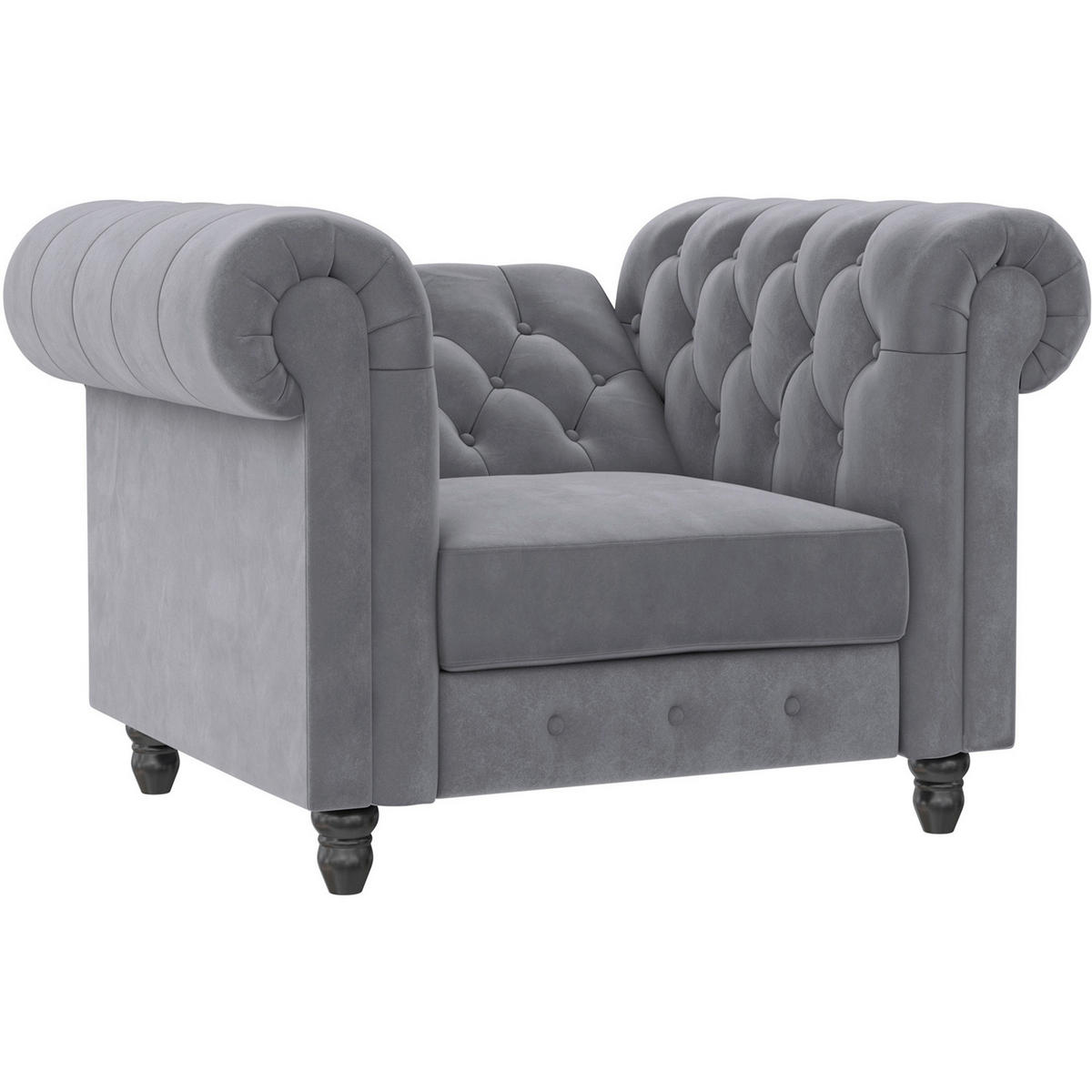 SESSEL in Velours Anthrazit  - Anthrazit/Schwarz, Basics, Holz/Textil (111/83/87cm) - Livetastic