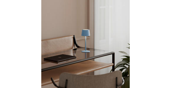 AKKU-TISCHLEUCHTE 9/22 cm  - Hellblau, Basics, Metall (9/22cm) - Novel