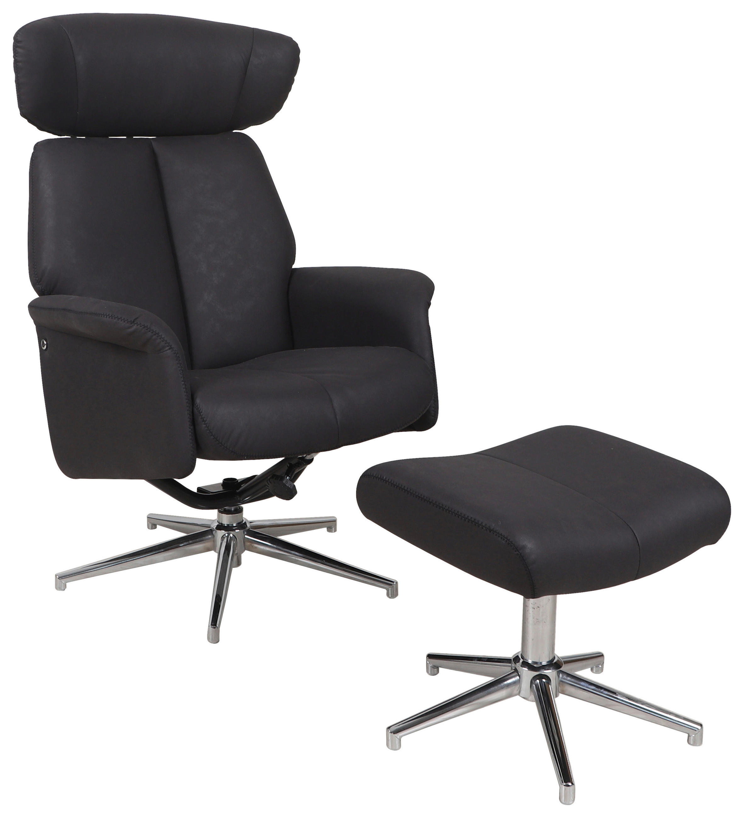 RELAXSESSELSET Mikrofaser    - Chromfarben/Schwarz, Design, Textil/Metall (76/97-109/76-107cm) - Carryhome