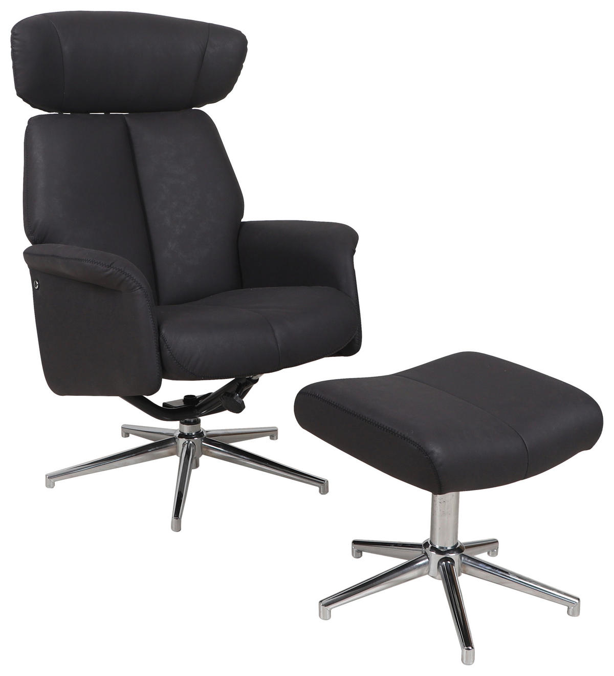 RELAXSESSELSET Mikrofaser    - Chromfarben/Schwarz, Design, Textil/Metall (76/97-109/76-107cm) - Carryhome