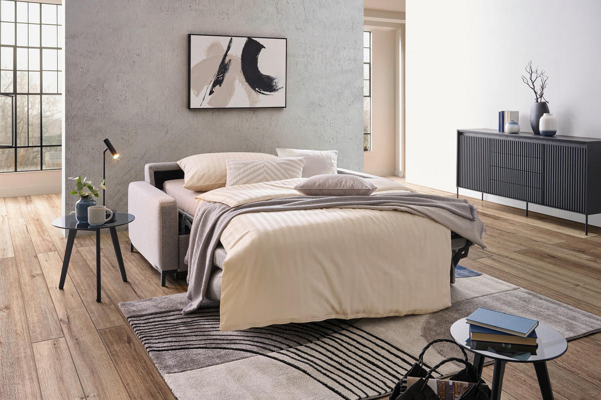 BÄDDSOFFA i vävt tyg grå  - svart/grå, Klassisk, metall/textil (187/84/97cm) - Livetastic
