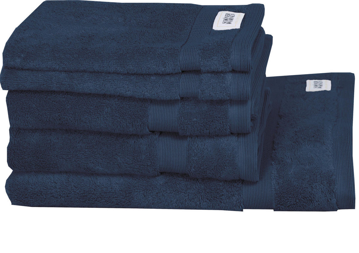 FROTTIERSET SW-Cuddly Dunkelblau 5-teilig  - Dunkelblau, Basics, Textil - Schöner Wohnen
