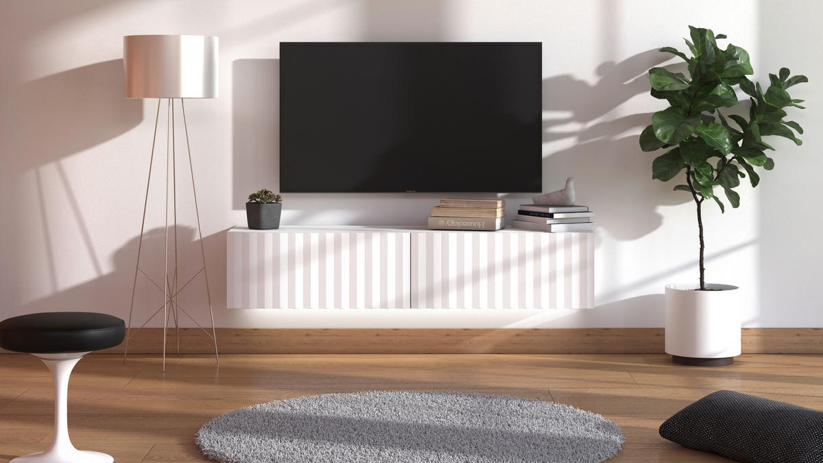ZÁVESNÁ NÍZKA KOMODA, biela, 154/32/42 cm - biela, Basics, kompozitné drevo (154/32/42cm) - Xora