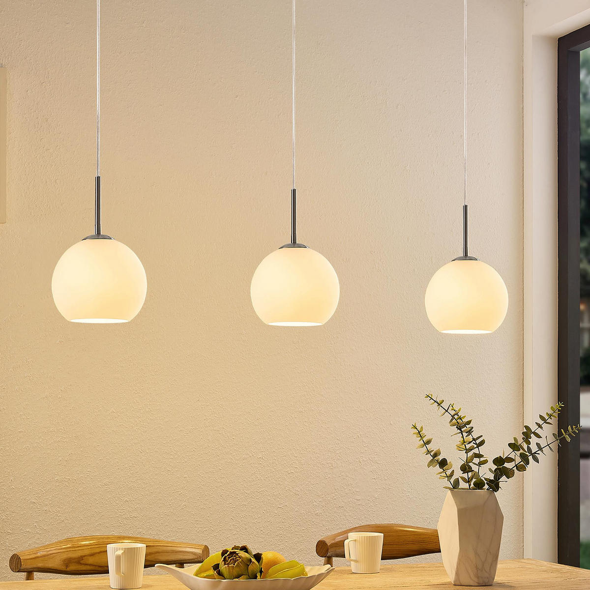 HÄNGELEUCHTE Leonie 110/20/150 cm   - Opal, Basics, Glas/Metall (110/20/150cm) - Novel