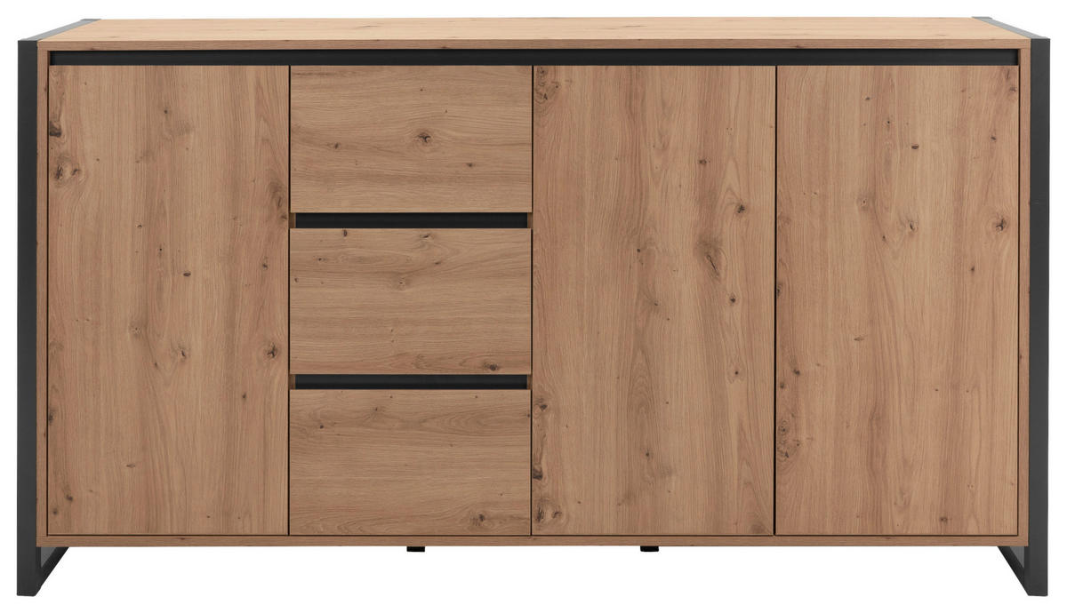 KOMODA, barve hrasta, antracit  - barve hrasta/antracit, Konvencionalno, leseni material (160/88/40cm) - MID.YOU