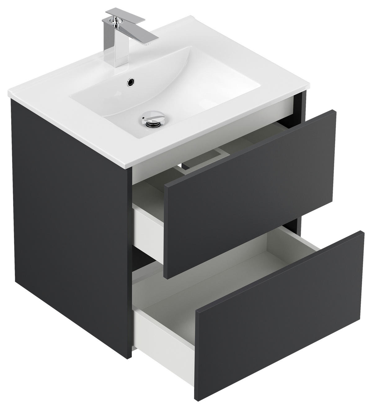 BADEZIMMER 2-teilig  in 70 cm  - Graphitfarben/Weiß, Basics, Keramik/Holzwerkstoff (70cm) - MID.YOU