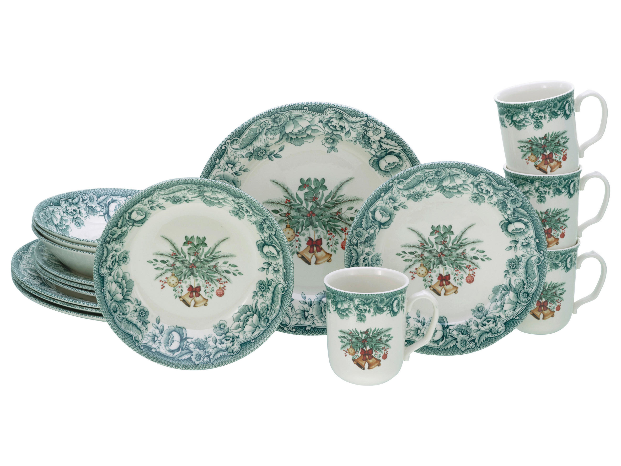 KOMBISERVICE 16-teilig Weihnachten  - Grün, Basics, Keramik - Creatable
