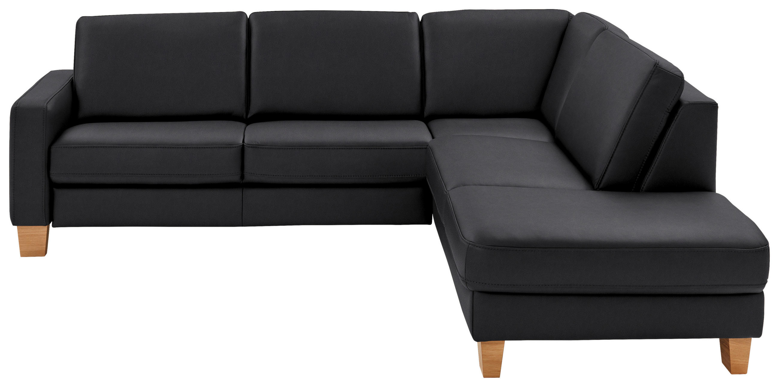 ECKSOFA in Echtleder Anthrazit  - Eiche Bianco/Anthrazit, Konventionell, Leder/Holz (257/235cm) - Valdera