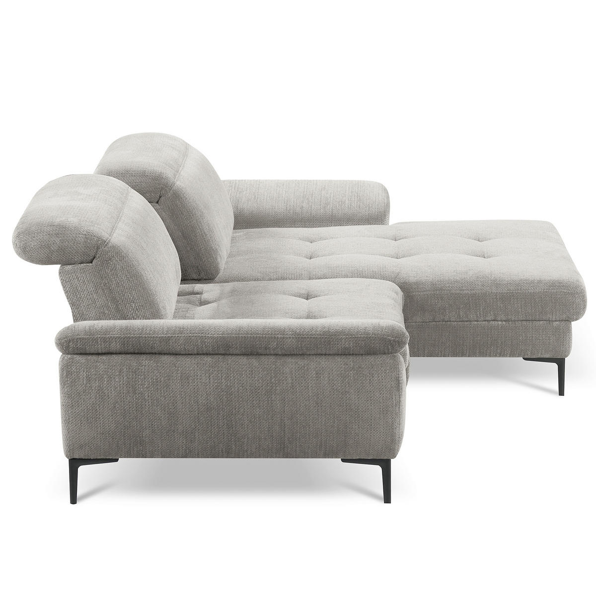 ECKSOFA  Webstoff Grau  - Schwarz/Grau, Design, Textil/Metall (268/195cm) - Livetastic