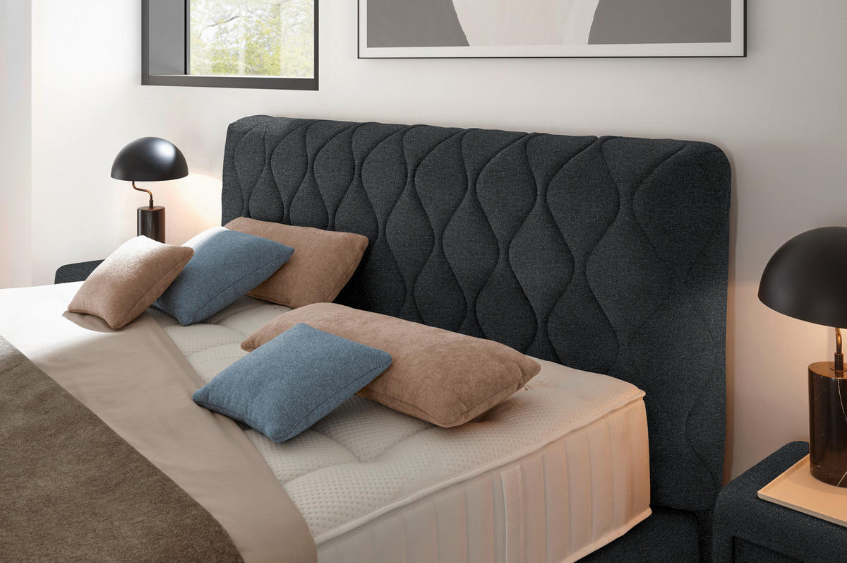 BOXSPRINGBETT 180/200 cm  in Anthrazit  - Anthrazit/Schwarz, Design, Kunststoff/Textil (180/200cm) - Johann Jakob