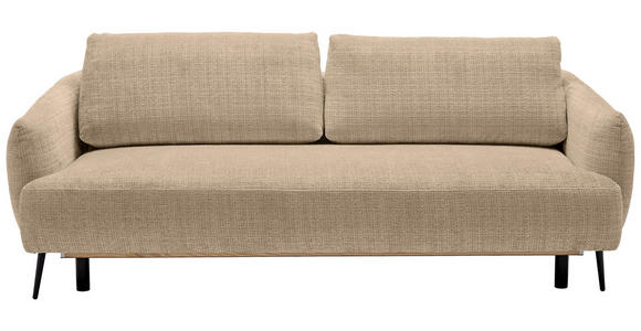 SCHLAFSOFA in Chenille Hellbraun  - Hellbraun/Schwarz, KONVENTIONELL, Textil/Metall (228/75/98cm) - Carryhome