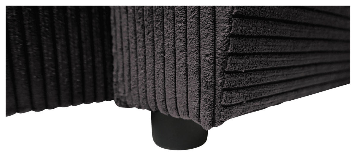 WOHNLANDSCHAFT TERMOLI Graubraun Cord  - Graubraun/Schwarz, Design, Kunststoff/Textil (155/296/155cm) - MID.YOU