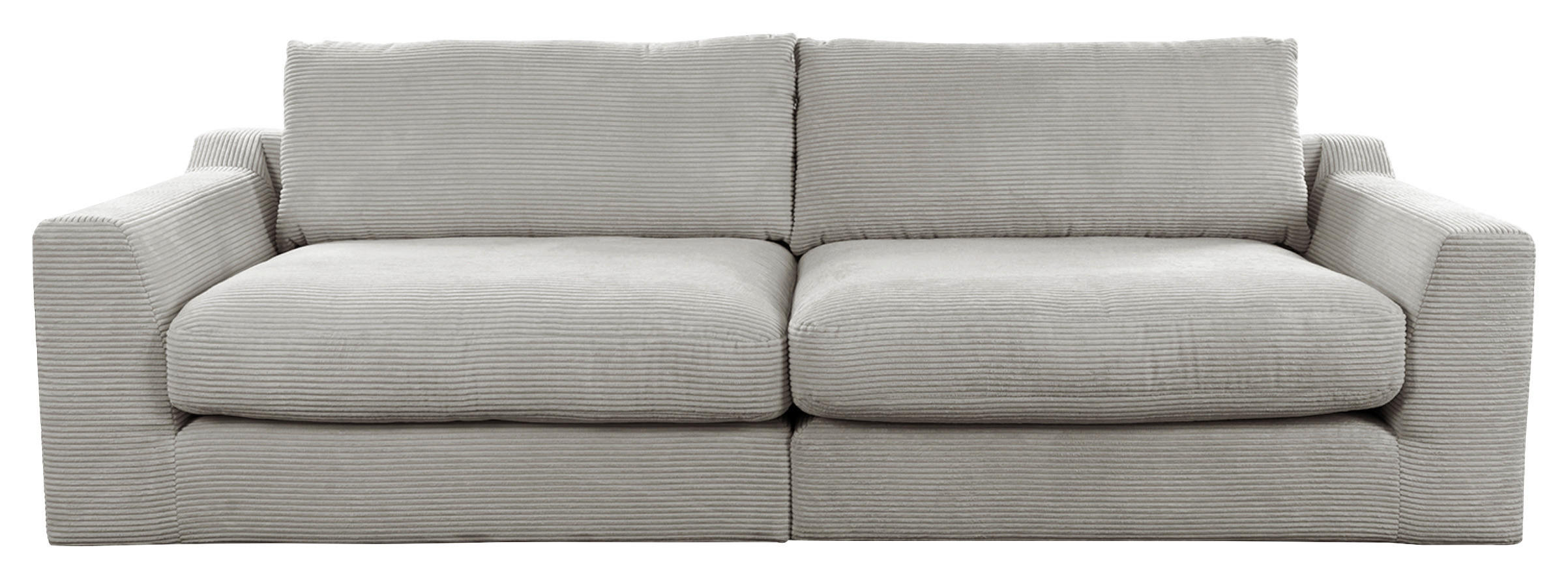 BIGSOFA in Cord Hellgrau  - Hellgrau/Schwarz, Design, Kunststoff/Textil (276/90/109cm) - Sit & More