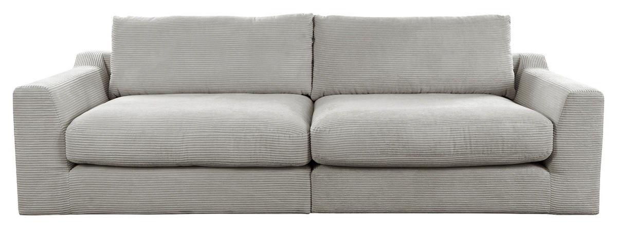 BIGSOFA in Cord Hellgrau  - Hellgrau/Schwarz, Design, Kunststoff/Textil (276/90/109cm) - Sit & More