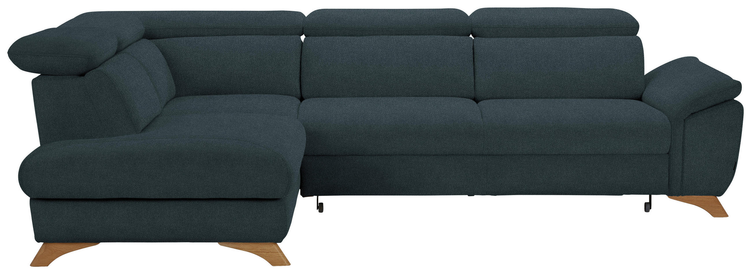ECKSOFA in Flachgewebe Blau  212/287 cm  - Blau/Eichefarben, MODERN, Holz/Textil (212/287cm) - Valnatura