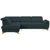 ECKSOFA in Flachgewebe Blau  - Blau/Eichefarben, Modern, Holz/Textil (212/287cm) - Valnatura