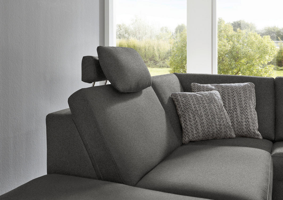 ECKSOFA in Mikrofaser Grau  - Alufarben/Grau, Design, Textil/Metall (242/275cm) - Dieter Knoll