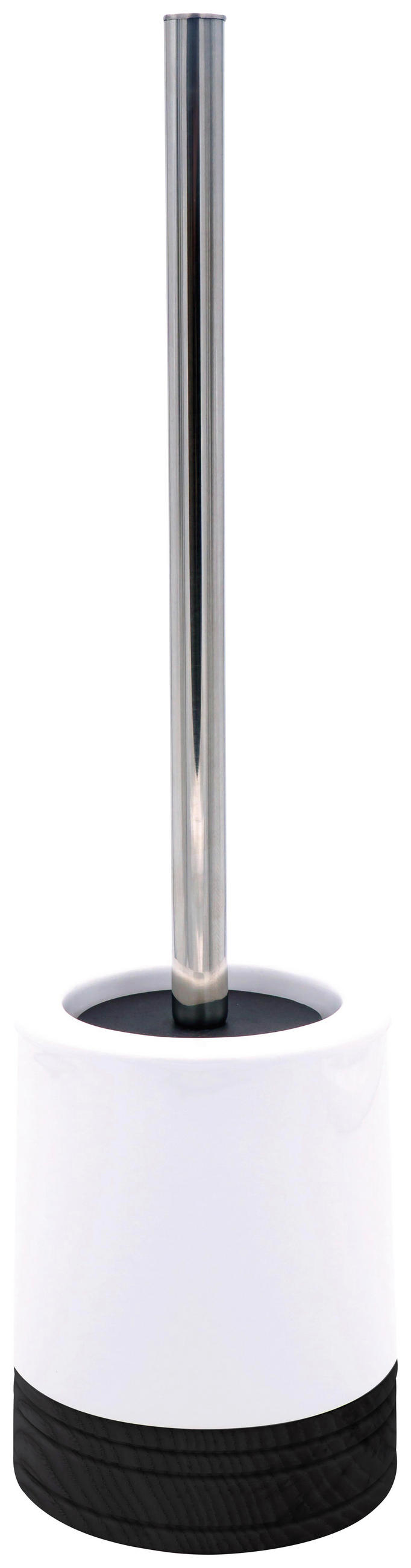 WC-BÜRSTENGARNITUR in Metall  Kunststoff   - Schwarz/Weiß, Basics, Holz/Keramik (11/42/11cm) - Sadena
