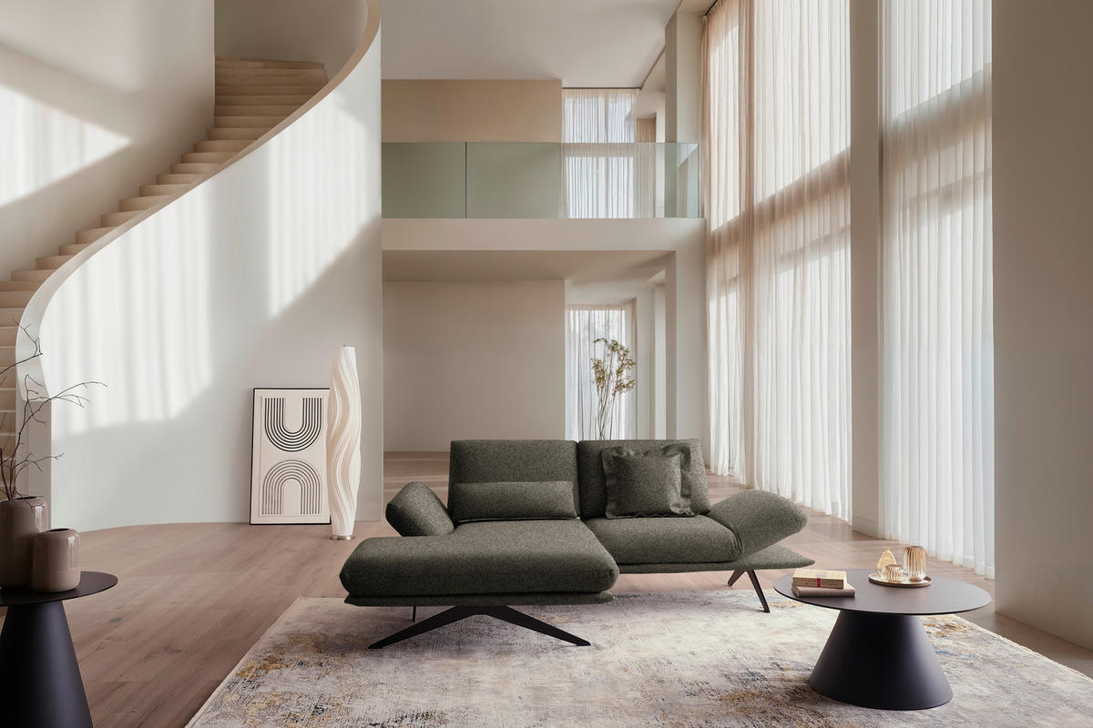 ECKSOFA Flachgewebe Braun  - Schwarz/Braun, Design, Textil/Metall (155/234cm) - Dieter Knoll