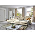 ECKSOFA  in Echtleder Creme, Naturfarben  176/334 cm  - Creme/Schwarz, Design, Leder/Metall (176/334cm) - Dieter Knoll