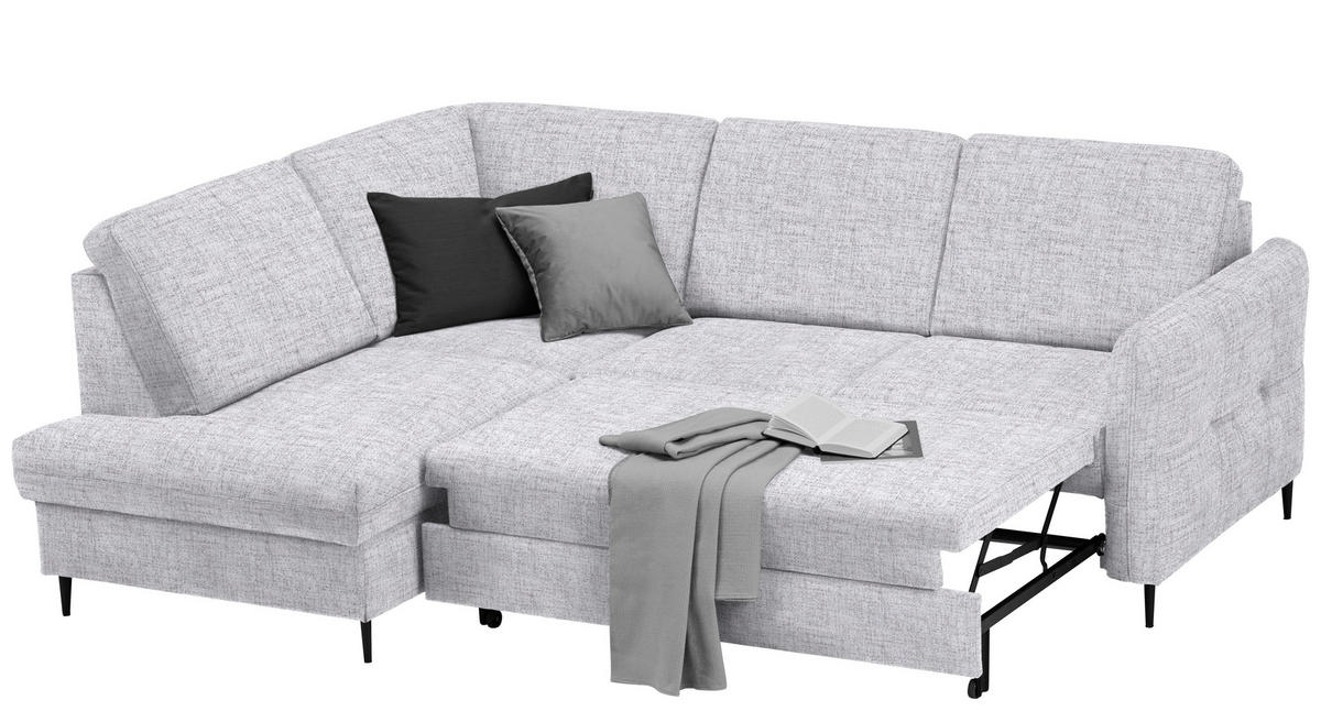 ECKSOFA in Chenille Hellgrau  - Hellgrau/Schwarz, Modern, Holz/Textil (184/241cm) - Carryhome