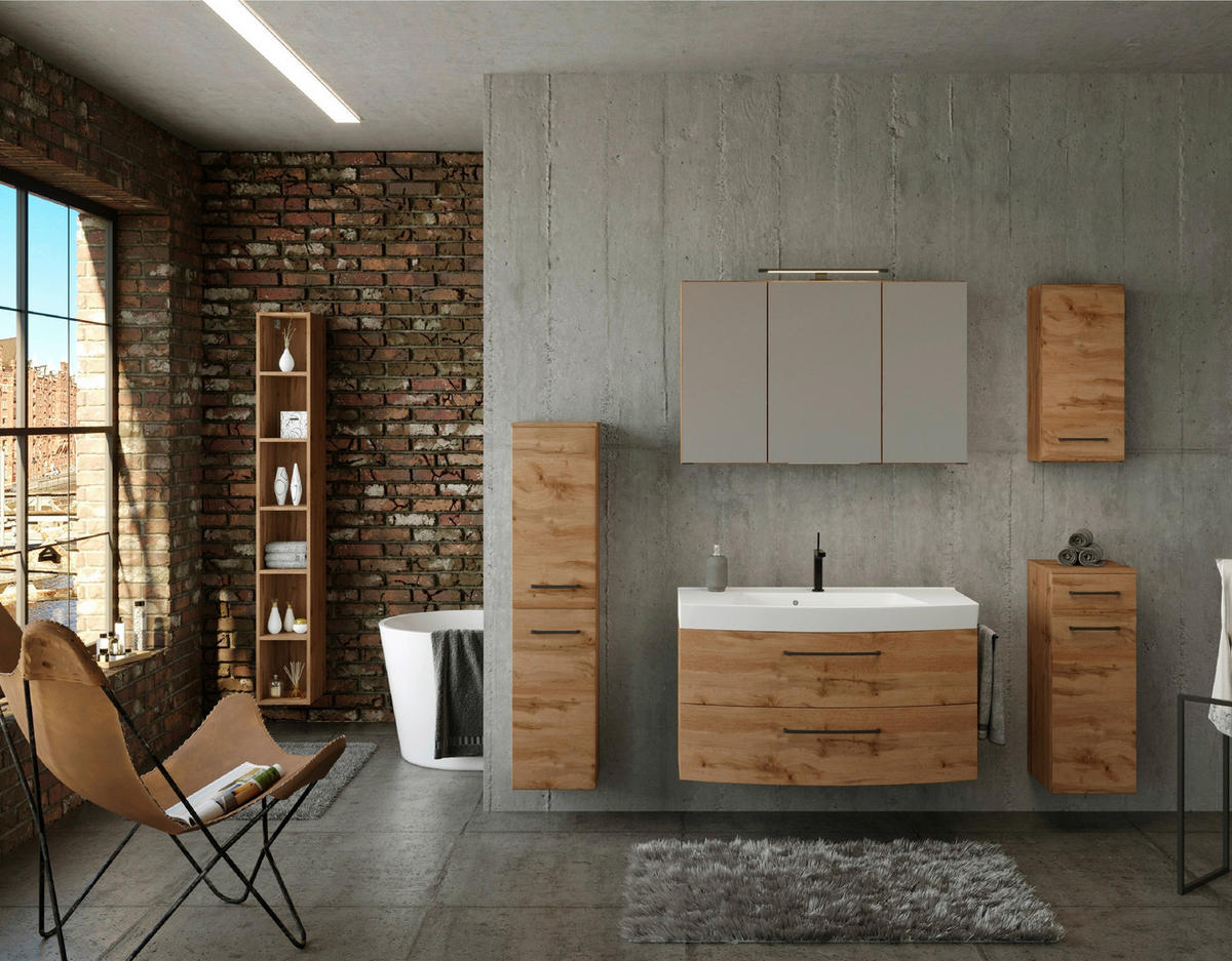 SKŘÍŇKA S UMYVADLEM, 100 cm - bílá/černá, Moderní, kov/kompozitní dřevo (100cm) - Held