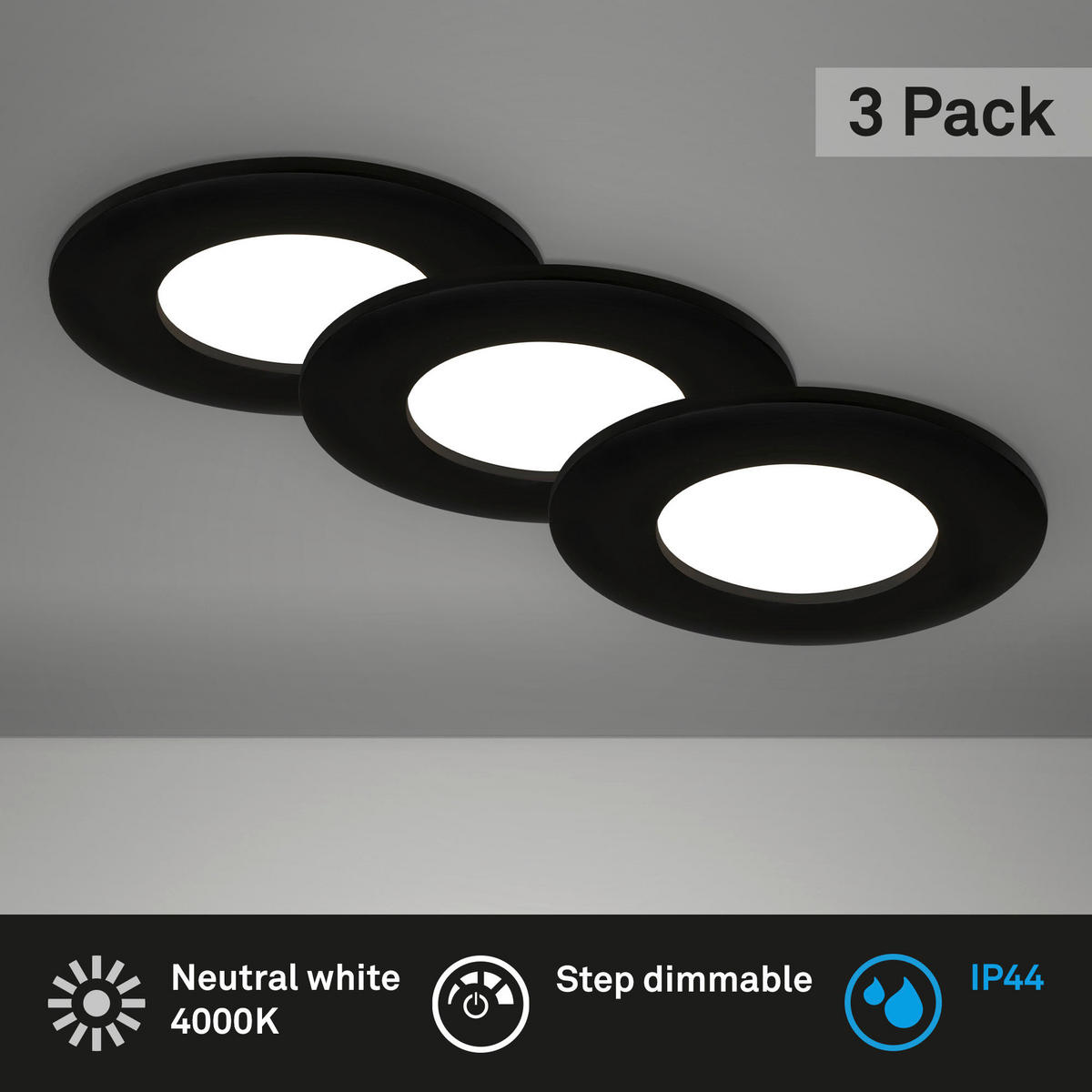 KUPAONSKA SVJETILJKA UGRADBEN  - crna, Basics, plastika (8,5cm)