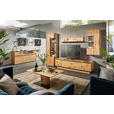 WOHNWAND  in Eichefarben  320/205,7/53,7 cm  - Eichefarben/Schwarz, Natur, Glas/Holz (320/205,7/53,7cm) - Valnatura