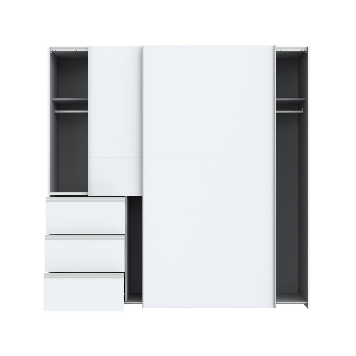 ORMAR - VISEĆA KLIZNA VRATA bela  170,3/200,5/61,2 cm  - bela/crna, Konvencionalno, metal/pločasti materijal (170,3/200,5/61,2cm) - Carryhome