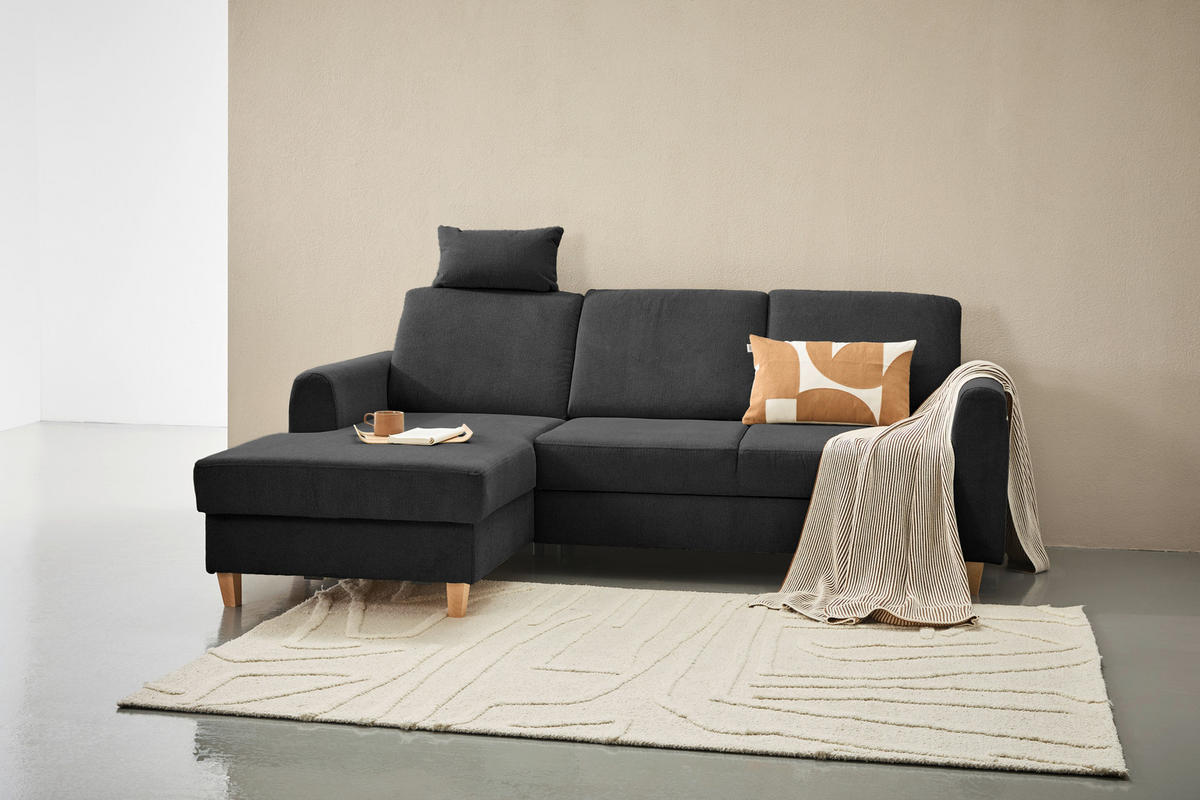 HÖRNSOFFA i flatväv antracit  - bokfärgad/antracit, Klassisk, trä/textil (166/241cm) - MID.YOU